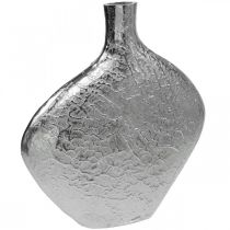 Produkt Dekoracyjny wazon metalowy młotkowany wazon srebrny 33x8x36cm