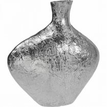 Produkt Wazon dekoracyjny metalowy młotkowany wazon na kwiaty srebrny 24x8x27cm