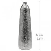 Produkt Wazon dekoracyjny metalowy młotkowany wazon na kwiaty srebrny Ø9,5cm W32cm