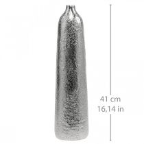 Produkt Wazon dekoracyjny metalowy młotkowany wazon na kwiaty srebrny Ø9,5cm W41cm