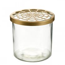 Wazon szklany z pokrywką wtykową, kratką wtykową, wazon stołowy z wtyczką W10cm Ø10cm
