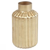 Wazon złoty szklany wazon z rowkami szklany wazon na kwiaty Ø8cm W14cm