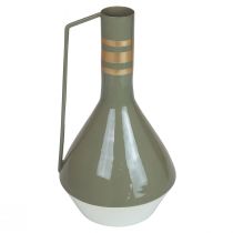 Produkt Dekoracyjny dzbanek metalowy w stylu vintage z uchwytem w kolorze szarym i złotym, Ø18 cm, wys. 33 cm, idealny na suszone kwiaty i sztuczne rośliny