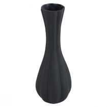 Produkt Wazon z czarnego szkła, wazon z rowkami, szklany wazon na kwiaty Ø6cm W18cm