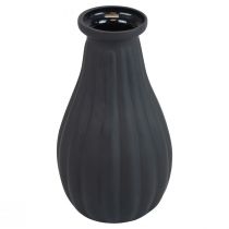 Produkt Wazon z czarnego szkła wazon z rowkami dekoracyjnymi ze szkła Ø8cm W14cm