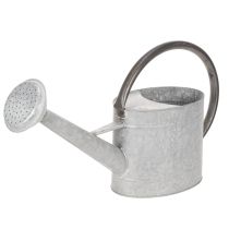Produkt Konewka metalowa w stylu vintage, srebrno-szara, stylowa dekoracja ogrodowa, wazon na kwiaty, dł. 53 cm, wys. 29 cm