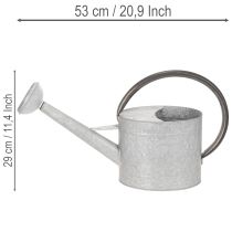 Produkt Konewka metalowa w stylu vintage, srebrno-szara, stylowa dekoracja ogrodowa, wazon na kwiaty, dł. 53 cm, wys. 29 cm