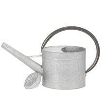 Produkt Konewka metalowa w stylu vintage, srebrno-szara, stylowa dekoracja ogrodowa, wazon na kwiaty, dł. 53 cm, wys. 29 cm