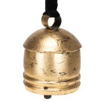 Produkt Dzwonek vintage złoty z czarną aksamitną wstążką wys. 15cm