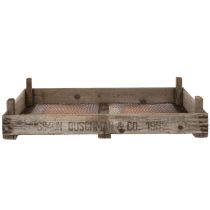 Produkt Drewniana skrzynka w stylu rustykalnym z siatką drucianą, sitko do cebuli, dekoracyjna, 75×50×14 cm