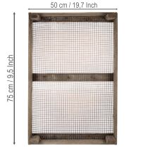 Produkt Drewniana skrzynka w stylu rustykalnym z siatką drucianą, sitko do cebuli, dekoracyjna, 75×50×14 cm