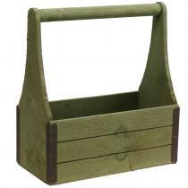 Vintage skrzynka na rośliny drewniana skrzynka narzędziowa oliwkowa 28×14×31cm