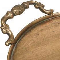 Taca vintage, taca dekoracyjna złota, podstawka na świece W2cm Ø25/21cm zestaw 2 szt