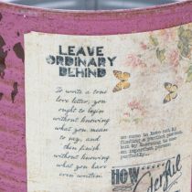 Produkt Stara doniczka dekoracyjna z metalu w kolorze fioletowym, letnia dekoracja, Ø11cm, wys. 10,5cm