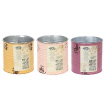 Produkt Doniczka/puszka w stylu vintage z napisem do dekoracji wnętrz, 11 cm, 3 sztuki