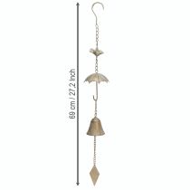 Produkt Stary dzwonek wietrzny metalowy z parasolem i dzwonkiem 70cm