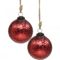 Vintage bombki szklane bombki choinkowe czerwone Ø10cm 2szt