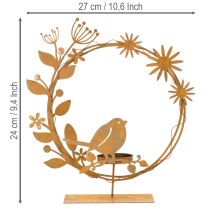 Produkt Dekoracyjny świecznik na tealight w kształcie ptaka, kolor rdzawy, 24×27×6 cm
