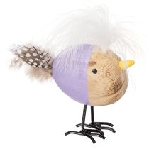 Produkt Dekoracyjny drewniany ptak z piórami i kolorowym korpusem do dekoracji stołu, 10cm, 6 sztuk