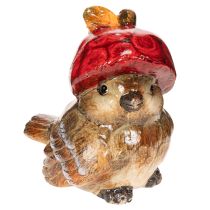 Produkt Dekoracyjna figurka ptaka z czerwoną czapeczką w kształcie jabłka, dekoracja jesienna, 13 cm