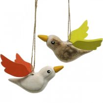 Deco ptaki drewno do zawieszania wiosennej dekoracji ptaka 10,5 cm 6 sztuk