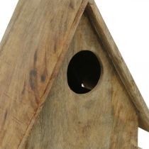Budka dla ptaków stojąca, ozdobna budka lęgowa naturalne drewno W29cm