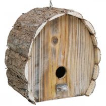 Produkt Dekoracyjna budka lęgowa domek dla ptaków drewniany wystrój ogrodu naturalna biel myta wys. 22 cm szer. 21 cm