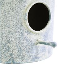 Produkt Domek dla ptaków do zawieszenia metalowy w kolorze biało-niebieskim Ø15cm H21cm