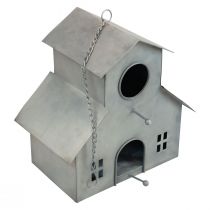 Produkt Domek dla ptaków do zawieszenia metalowy szary 2-piętrowy 24x15x26cm