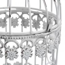 Deco Woliera Shabby Biała Klatka dla Ptaków Metalowa Dekoracja Ø10cm W17cm