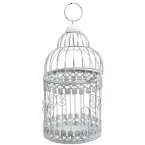 Klatka dla ptaków do zawieszenia, ozdobna woliera, dekoracja metalowa, shabby chic biały Ø12,5cm W25cm