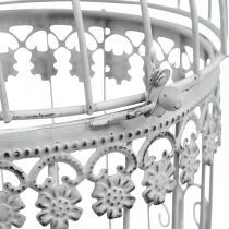 Klatka dla ptaków do zawieszenia, ozdobna woliera, dekoracja metalowa, shabby chic biały Ø12,5cm W25cm
