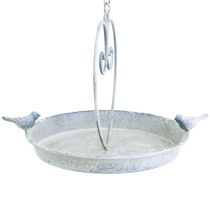 Produkt Dekoracja metalowa do kąpieli dla ptaków w kształcie serca, biało-niebieska, wisząca, Ø21,5 cm