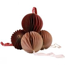 Produkt Kulki o strukturze plastra miodu Kulki o strukturze plastra miodu Bordeaux Różowy Brokat Ø7cm 4 szt