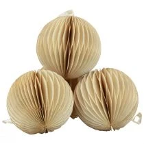 Produkt Kulki o strukturze plastra miodu Kulki o strukturze plastra miodu Świąteczne kremowe brokatowe Ø7cm 4szt