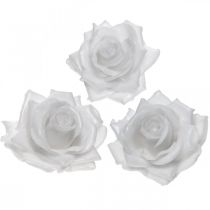 Róża woskowa biała Ø10cm woskowany sztuczny kwiat 6szt