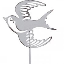 Dekoracja jaskółka, dekoracja ścienna wykonana z metalu, ptaszki do powieszenia białe, srebrne shabby chic wys.47,5 cm
