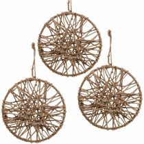 Dekoracja ścienna w stylu boho, ozdobny pierścień wstążka jutowa Ø23cm 5szt