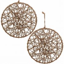 Dekoracja ścienna w stylu boho, ozdobny pierścień wstążka jutowa Ø28,5 cm 4 szt