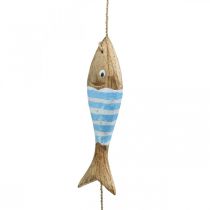 Produkt Morski wieszak dekoracyjny rybka drewniana do zawieszania jasnoniebieski L123cm
