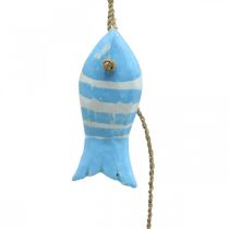 Morski wieszak dekoracyjny drewniana rybka do powieszenia mała jasnoniebieska L31cm
