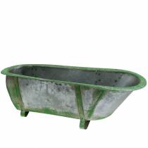 Deco Tub Metal Used Silver, Green 44,5cm x18,5cm x 15,3cm