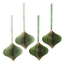 Produkt Stare ozdoby świąteczne, papier zielony i złoty, Ø8 cm, zestaw 4 szt.