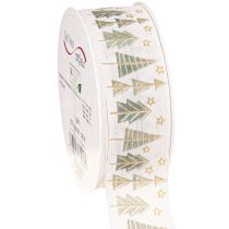 Produkt Wstążka świąteczna jodła wstążka prezentowa biała złota 40mm 18m