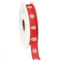 Produkt Wstążka świąteczna w kolorze czerwono-kremowym W15mm L15m
