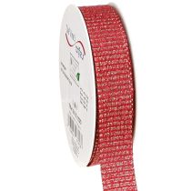Produkt Wstążka świąteczna ze złotymi nitkami wstążka prezentowa czerwona 25mm 20m