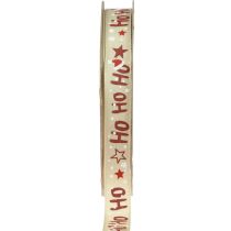 Wstążka świąteczna „Ho Ho Ho” Wstążka prezentowa beżowa 15mm 15m