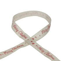 Produkt Wstążka świąteczna Wesołych Świąt naturalna czerwona lniana 25mm 15m