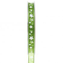 Produkt Wstążka świąteczna organza zielona z gwiazdką 10mm 20m