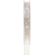 Produkt Świąteczna wstążka organza natura z gwiazdą 10mm 20m